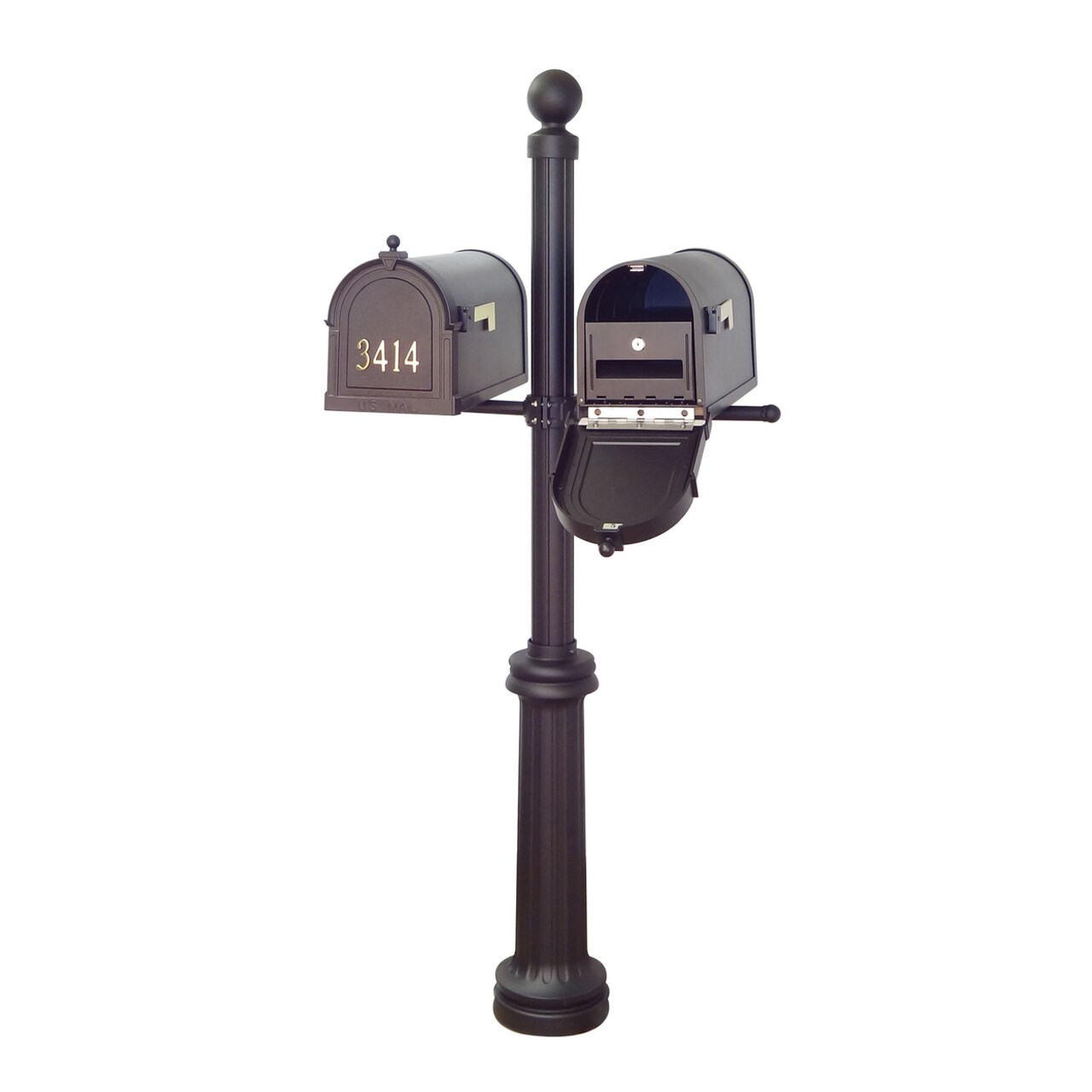 Special Lite Products Berkshire Curbside Mailboxes with Front Address Numbers, Locking Inserts and Fresno Double Mount Mailbox Post